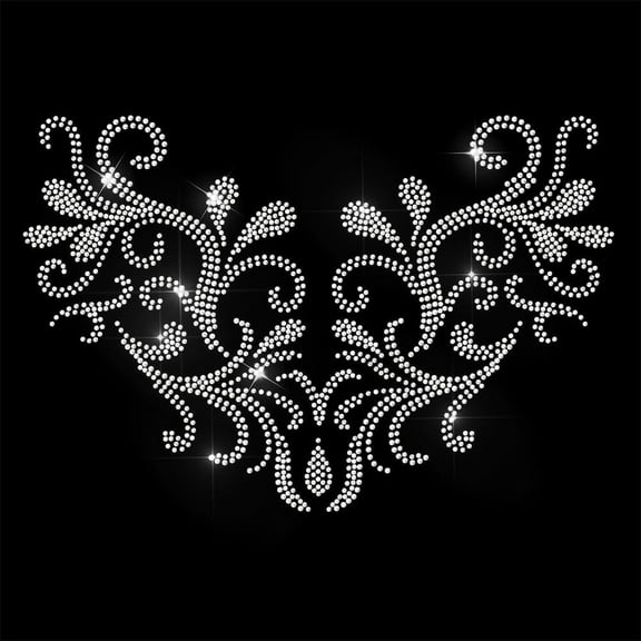 White Rhinestone Iron on Transfer Gorgeous Pattern Bling Diamond Hotfix Patches for Clothes 11.6"x8.2" Large Iron On Sequin Applique Glass Rhinestone