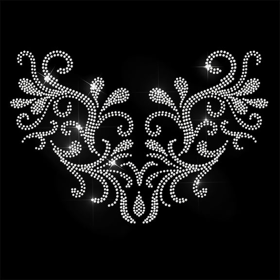 White Rhinestone Iron on Transfer Gorgeous Pattern Bling Diamond Hotfix Patches for Clothes 11.6"x8.2" Large Iron On Sequin Applique for Jeans Jacket