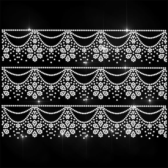 White Rhinestone Iron on Transfer Lace Bling Diamond Hotfix Patches Clothes 11.6"x8.2" Large Iron On Sequin Applique
