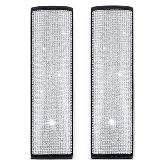 White Rhinestone Seat Belt Strap Covers