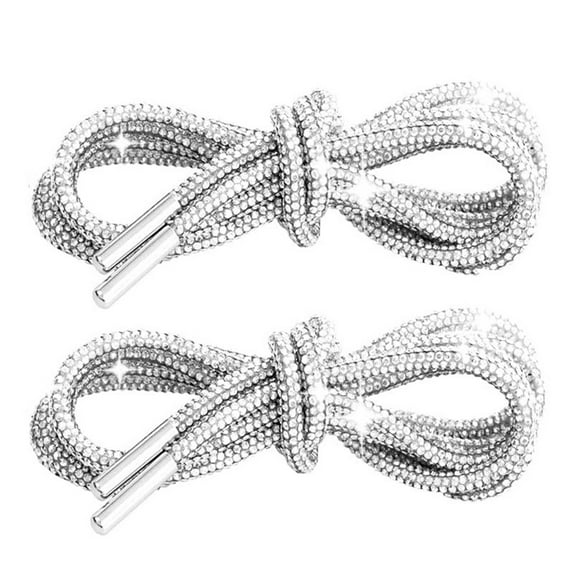 White Rhinestone Shoelaces For Shoes Glitter Round Rope Drawstring Cord Replacement For Sneakers Hoodies Casual Decor Accessory Size 140