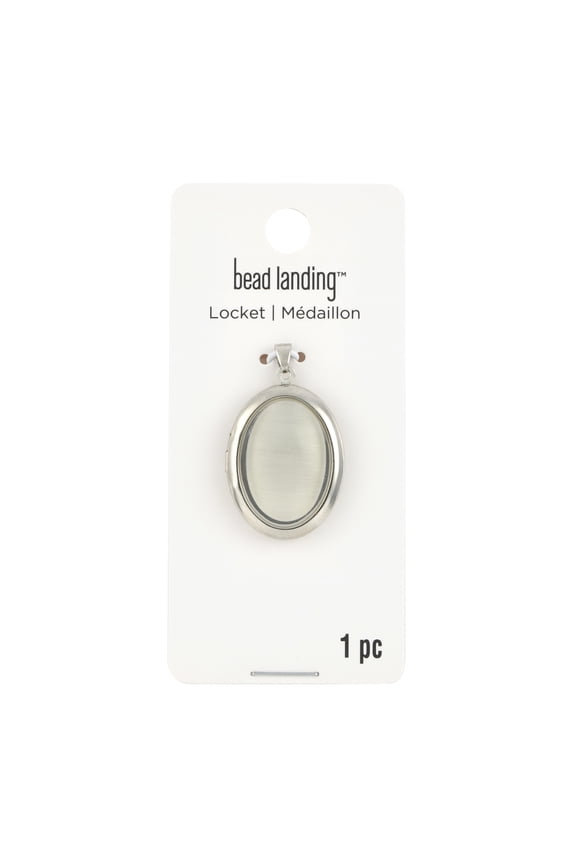 White & Rhodium Oval Locket - 22mm x 32mm, Nickel Free Lockets for DIY Jewelry Making, Necklaces, Bracelets & Crafts, 12 Pack