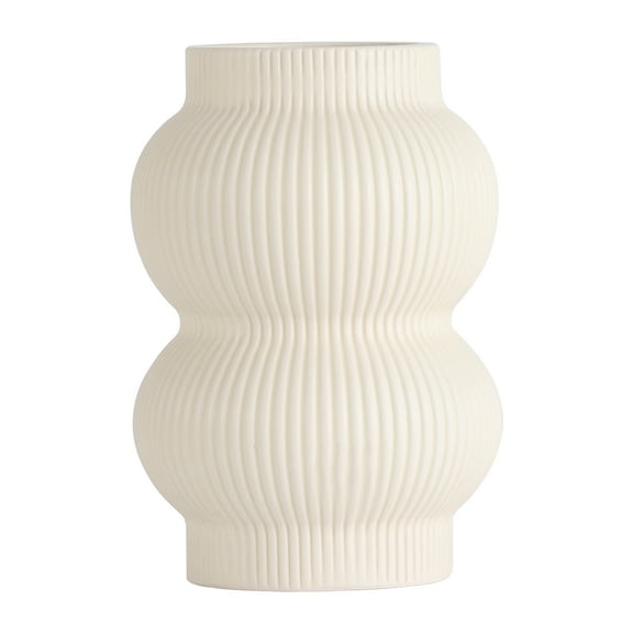 Home Decor Collection Sterling & Noble Home Cream Colored Ribbed Bubble Design Ceramic 7.09" Tabletop Vase