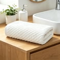 thumbnail image 1 of White Ribbed Hand Towels for Bathroom 13 x 29 Inch 100% Cotton Soft Absorbent Soft Feeling Fast Drying Towels Hotel Spa Towel Face Towel, 1 of 6