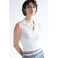 thumbnail image 1 of White Ribbed Sleeveless Polo 1 - Women's Casual Summer Top, 1 of 4