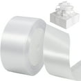 thumbnail image 1 of White Ribbon 1-1/2" inch White Satin Ribbon for Flower Bouquet Wrap, Silk Satin Ribbon for Wedding Invitations, Gift Wrapping, Holiday Decor, Hair Bows -20 Yards/Roll, 1 of 6
