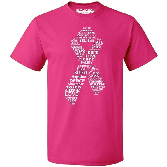 White Ribbon Breast Cancer Awareness Support Family Friends Run Walk Marathon Men's T-shirt, 3XL, Cyber Pink
