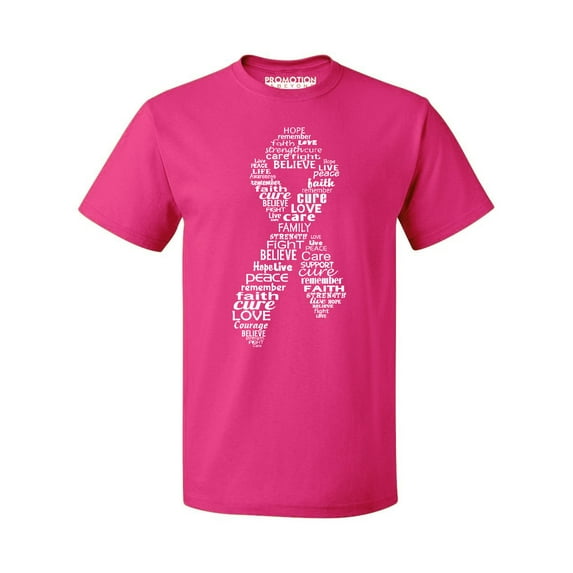 White Ribbon Breast Cancer Awareness Support Family Friends Run Walk Marathon Men's T-shirt, XL, Cyber Pink