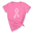 thumbnail image 1 of White Ribbon Breast Cancer Awareness Support Family Friends Run Walk Marathon Women's T-shirt, S, Azalea Pink, 1 of 5