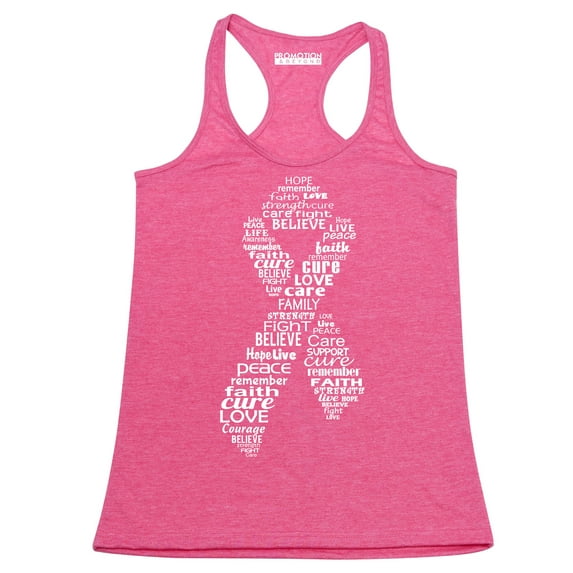 White Ribbon Breast Cancer Awareness Women's Tank Top, L, H. Pink