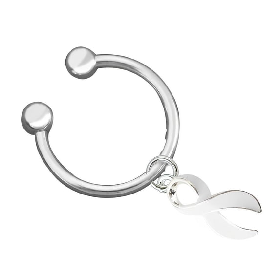 White Ribbon Horseshoe Key Chains