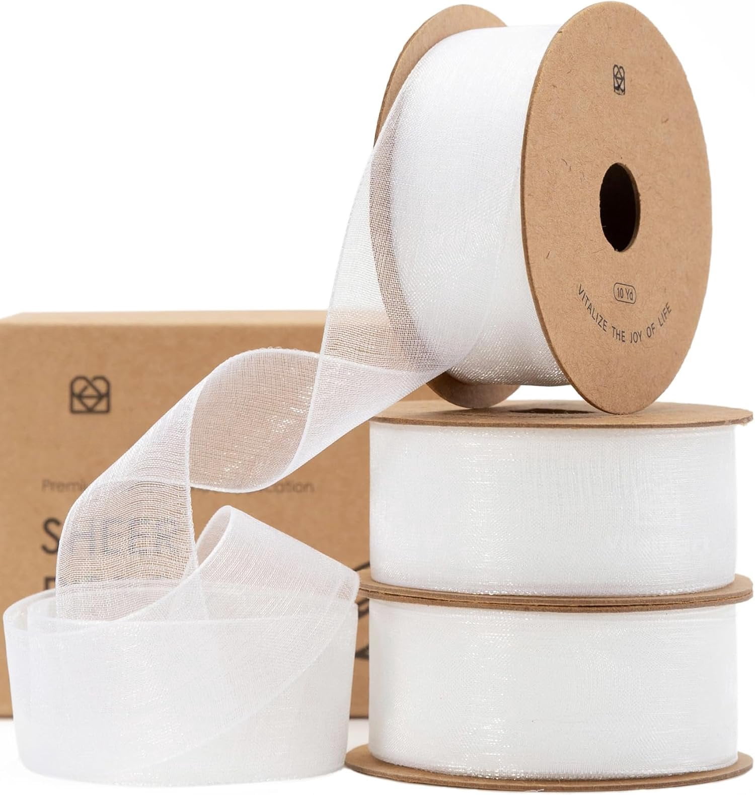 White Ribbon Organza Sheer Ribbon 1 inch x 30 Yd Fabric Ribbons for ...