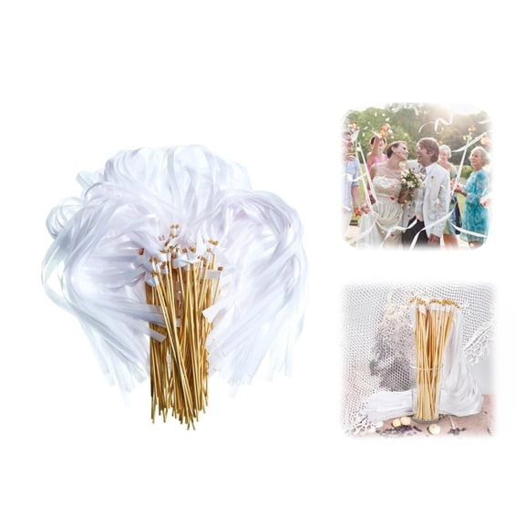 White Ribbon Stick,QZS Durable Polyester Streamer for Wedding,20pcs Reusable Streamers Decors for Party,Holiday,Celebration,Gift