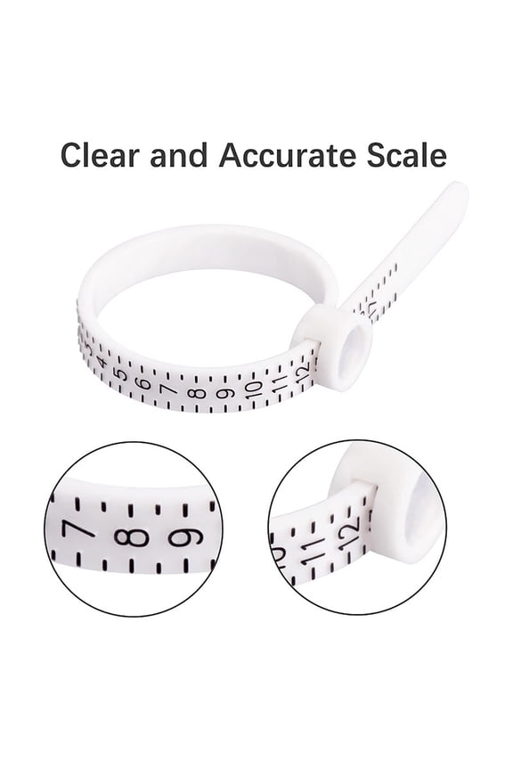 White Ring Sizer With Mirror, Flexible Measuring Tape For Accurate Ring Size Measurement In Inches - Designed For Easy Ring Sizing At Home, With Mirror For Visual