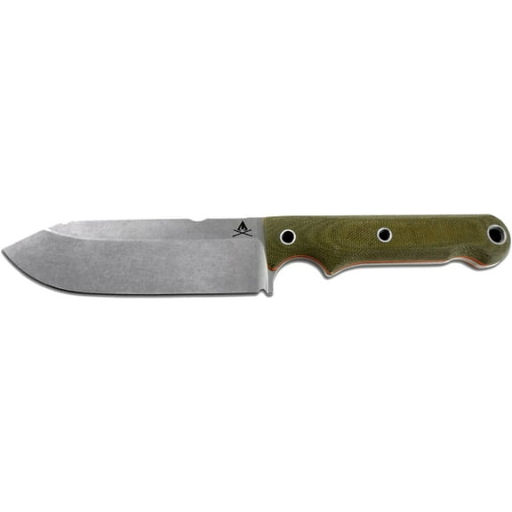 White River Knives Firecraft 5 Fixed Blade Knife 5" Drop Point CPM S35VN Stonewashed Blade Micarta Handle Green