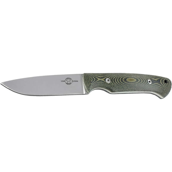 White River Knives Hunter Fixed Blade Knife 3.5" Drop Point CPM S35VN Stonewashed Blade Linen Micarta Handle Olive Drab