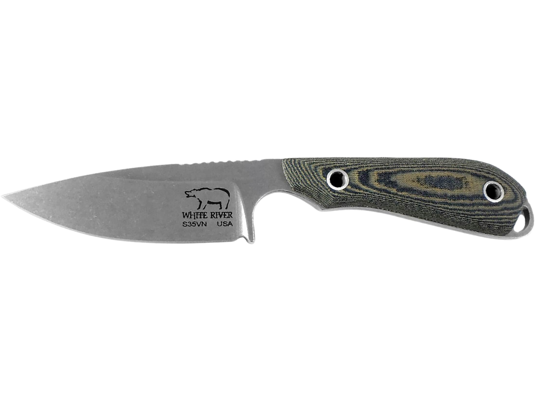 White River Knives M1 Caper Fixed Blade Knife 3" Drop Point CPM S35VN Stonewashed Blade Linen Micarta Handle Olive Drab