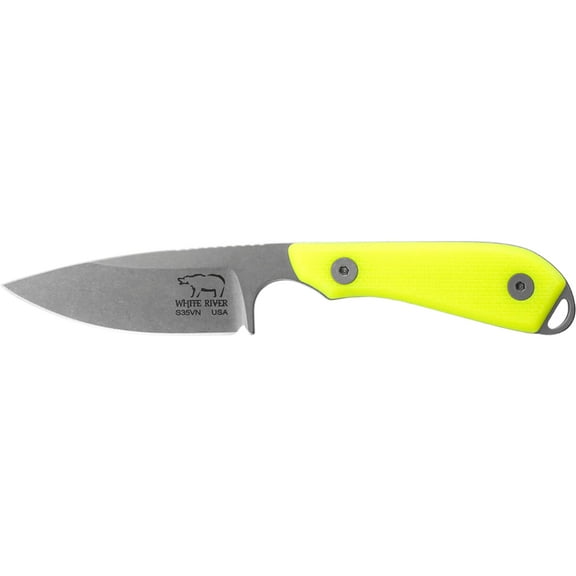 White River Knives M1 Pro Fixed Blade Knife 3" Drop Point CPM S35VN Stonewashed Blade G-10 Handle Hi-Vis