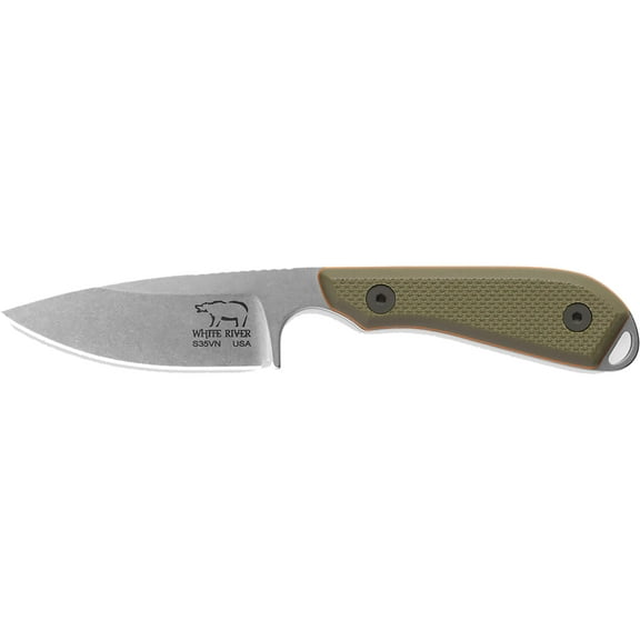 White River Knives M1 Pro Fixed Blade Knife 3" Drop Point CPM S35VN Stonewashed Blade G-10 Handle Green