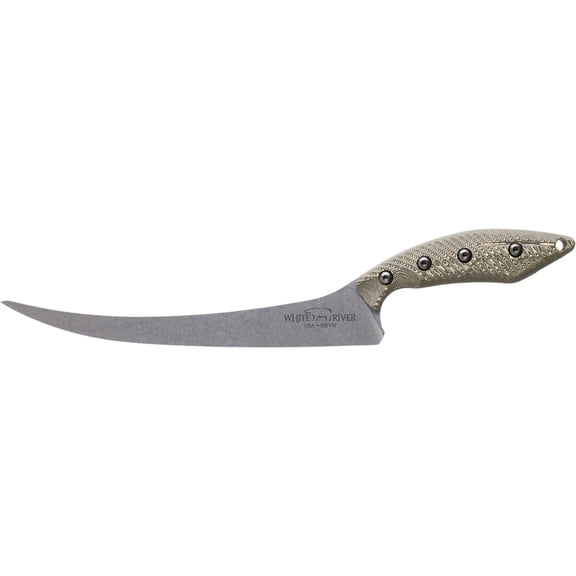 White River Knives Step-Up Fillet Knife 8.5" Trailing Point CPM S35VN Stonewashed Blade Richlite Handle Maple/Black