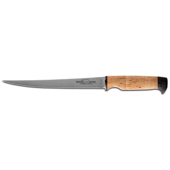 White River Knives Traditional Fillet Knife 6" Trailing Point 440C Stainless Satin Blade Cork Handle Brown