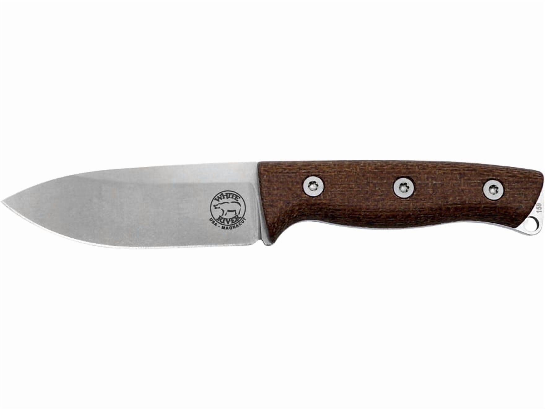 White River Knives Ursus Cub Fixed Blade Knife 3.5" Drop Point CPM MagnaCut Stonewashed Blade Micarta Handle Natural
