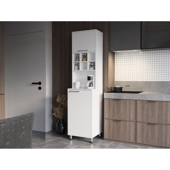 White Rock Kitchen Pantry With Door And Convenient Open Storage Area Handy Compartment