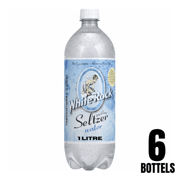 White Rock Sparkling Seltzer Water, 1 L Bottles, 6 Pack Zero Calories, Sodium Free