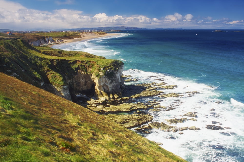 White Rocks Portrush Co Antrim Ireland Limestone Cliffs And The Atlantic Canvas Art - The Irish Image Collection Design Pics (18 x 12)