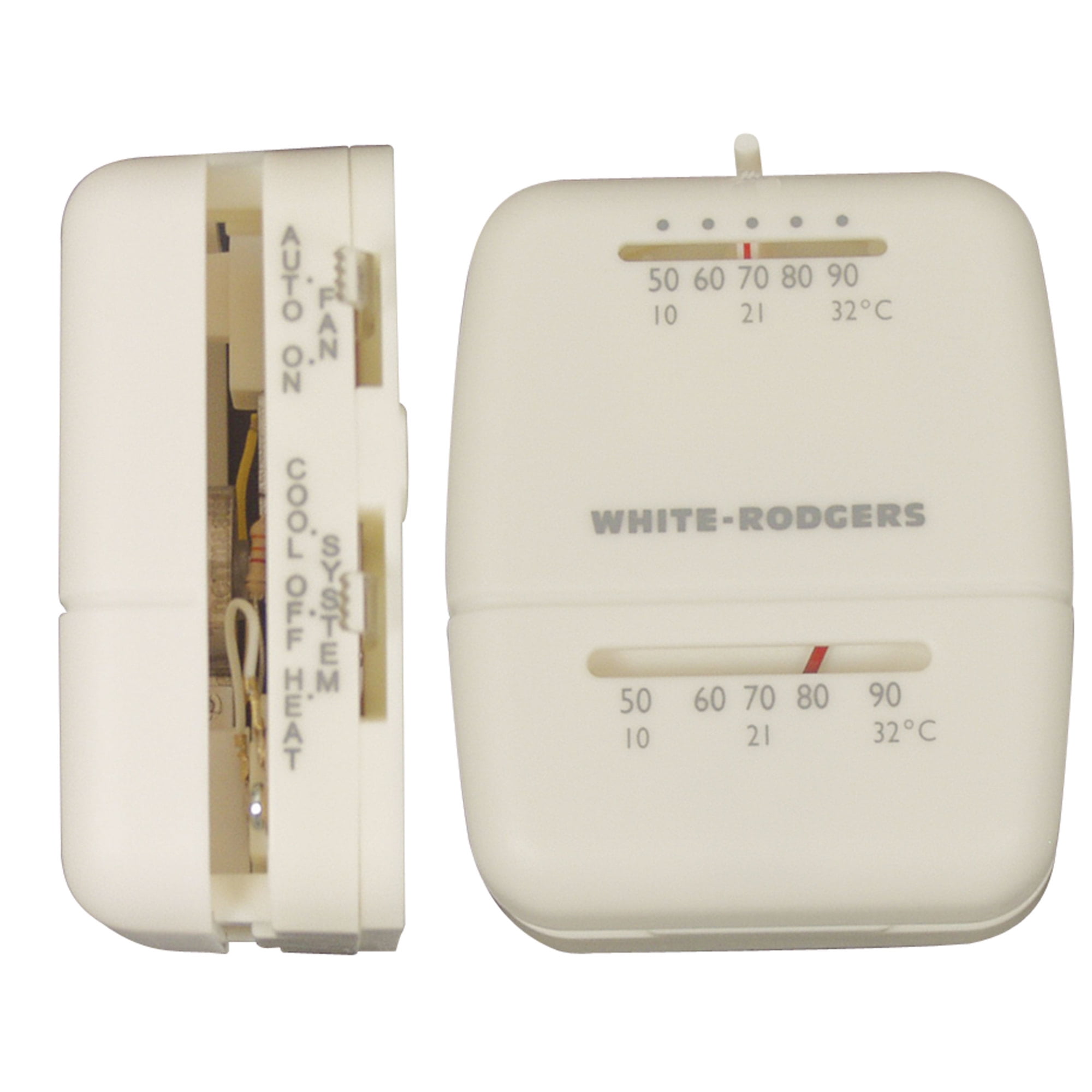 White Rectangular Low Voltage Heat Pump Thermostat