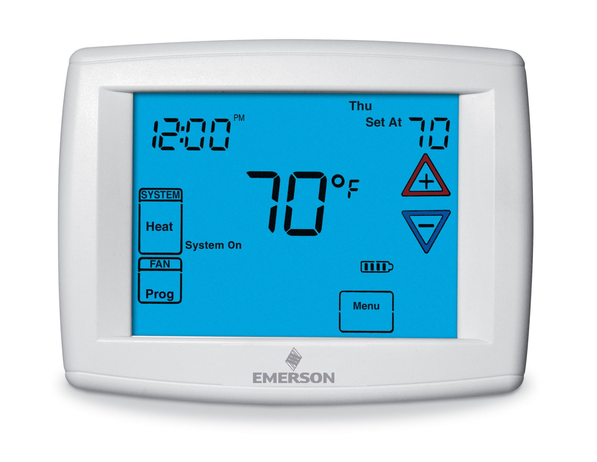Emerson White Programmable Touchscreen Thermostat with Heat Pump