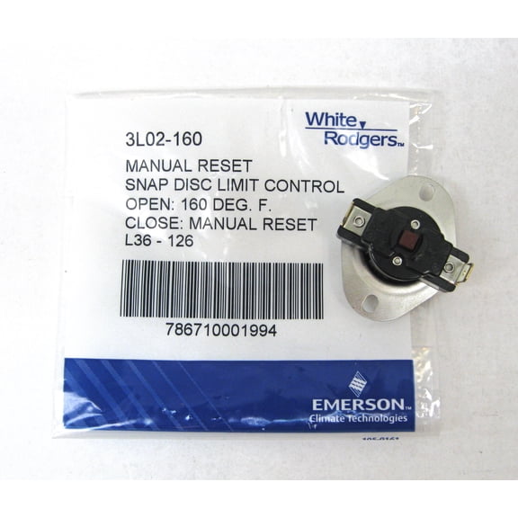 White Rodgers Manual Reset Snap Disc Limit Control L160 3L02-160