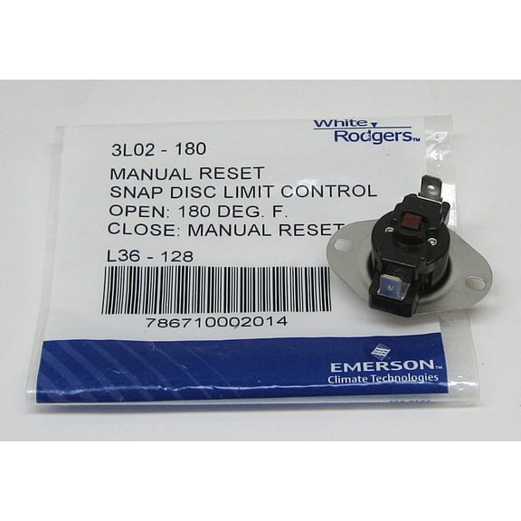 White Rodgers Manual Reset Snap Disc Limit Control L180 3L02-180