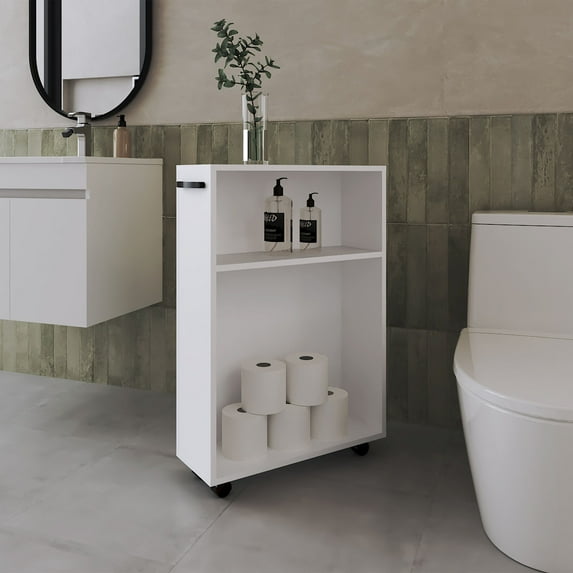 White Rolling Storage Cart with Versatile Compact Design