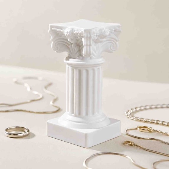 White Roman Column Candle Holders Set of 3-Resin Pillar Candlesticks for Home Decor, Wedding Centerpieces, Photography Props