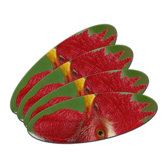 White Rooster Chicken Double-Sided Oval Nail File Emery Board Set 4 Pack