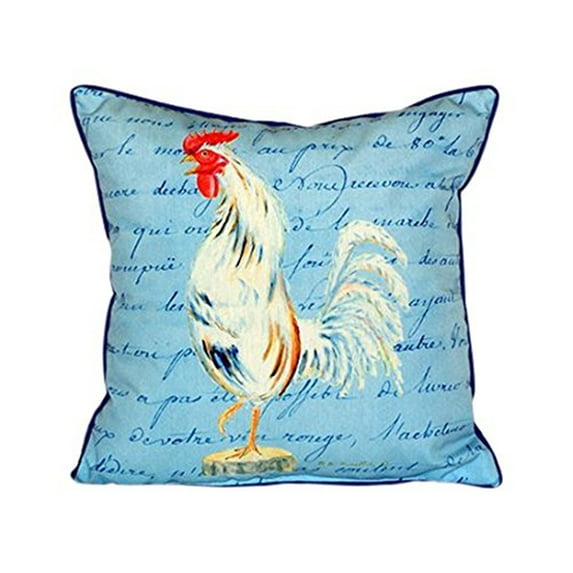 White Rooster Script Extra Large Zippered Pillow 22x22