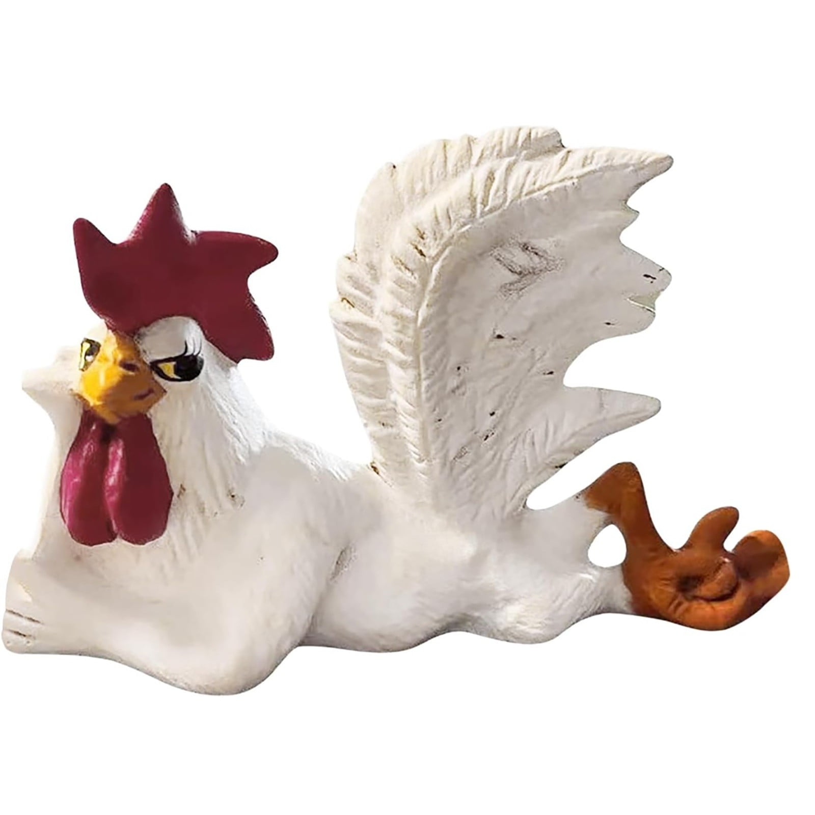 White Rooster Statue With Enchanting Posture & Long Eyelashes Table Art Sculpture Funny Resin Figurine Decoration Rustic Decor Farm Animal Table Ornament As Gifts