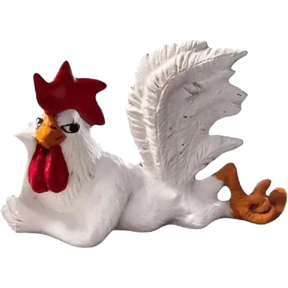 White Rooster Statue, Resin Chicken Figurine for Kitchen Decor, Tabletop Farm Animal Ornament, Country Style Kitchen Countertop Decoration