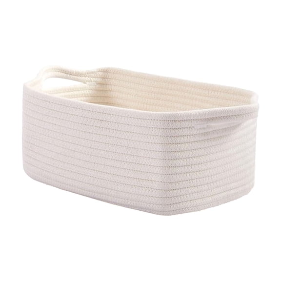 White Rope Baskets Storage Baskets Woven Baskets With Handwoven Texture Sturdy Rectangular Shape And Natural Material For Nursery Storage Living Room Organization And Home Decor 12.8X 8.86