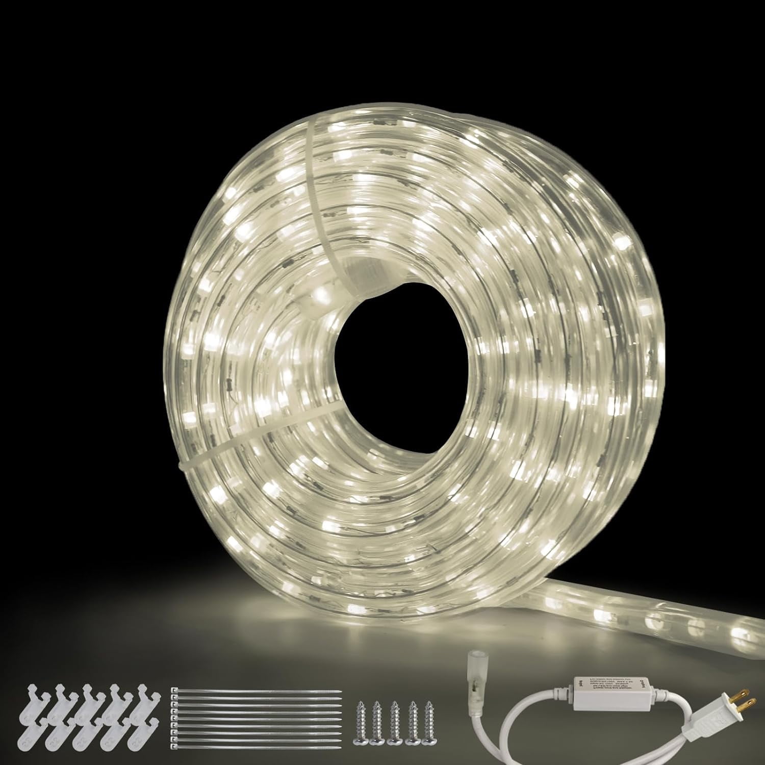 Cuttable Rope Beatineon White Rope Lights Outdoor 66Ft, Cuttable Connectable ...