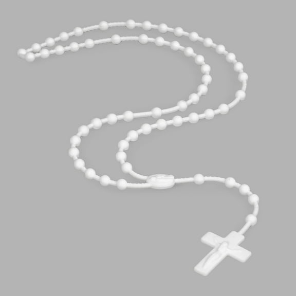 White Rosary Cross Silicone Necklace