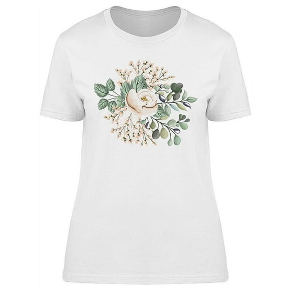White Rose And Small Flowers T-Shirt Women -Image by Shutterstock, Female x-Large