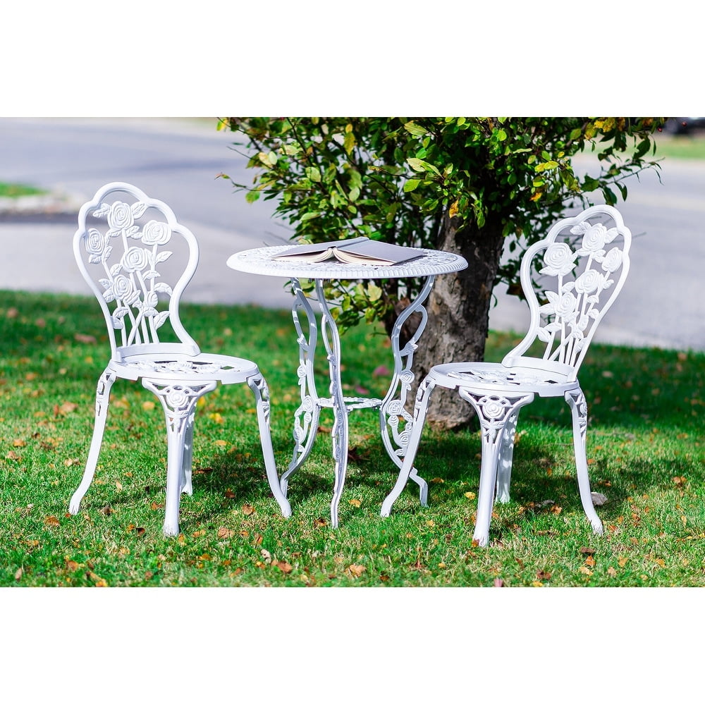 Oakland Living Rose Aluminum Outdoor Bistro Set Garden Patio Furniture with Table and Chairs Walmart