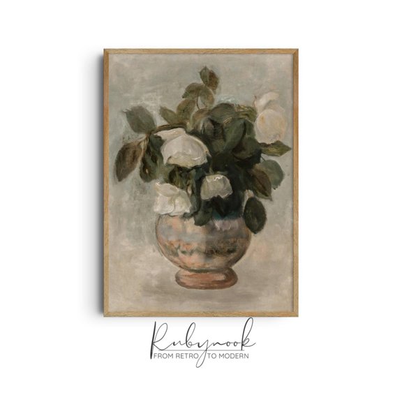 White Rose Botanical Still Life Unframed Paper Print