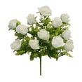 thumbnail image 1 of White Rose Bud with Eucalyptus 19in Artificial Polysilk Faux Greenery Fake Flower Bush for Craft Home Garden Outdoor Bouquet Arrangement Ceremony Wedding Arch Floral Wall Aisle Decor (White, One each), 1 of 1