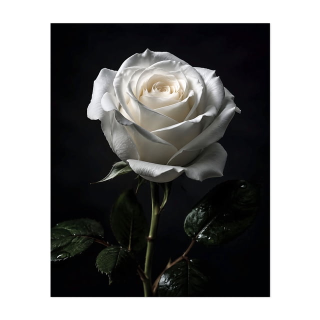 White Rose Dark Floral Portrait - Photography Flowers Floral Botanical ...