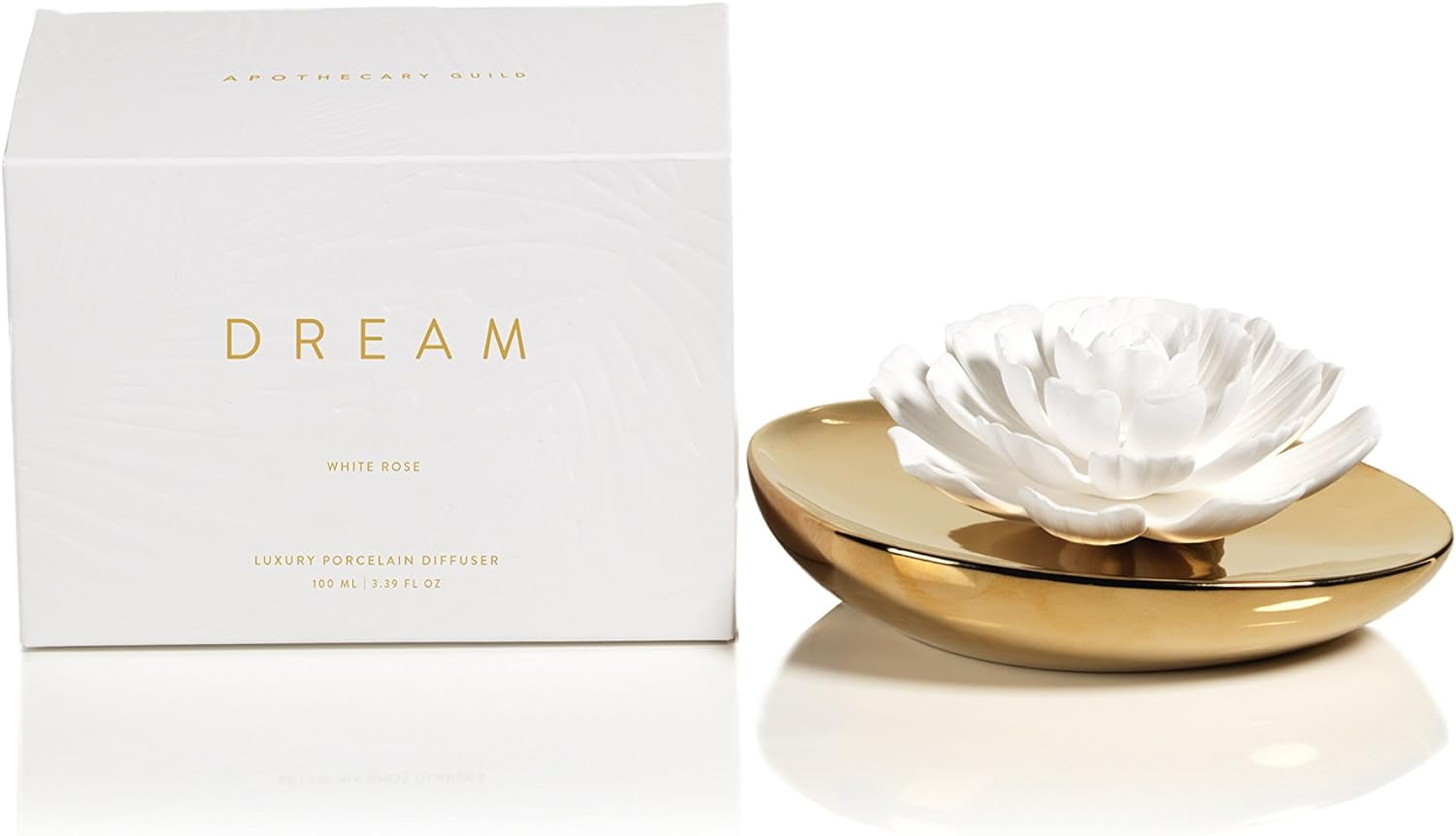 Gold & White Porcelain White Rose Reed Diffuser
