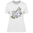 thumbnail image 1 of White Rose Flower With Leaves T-Shirt Women -Image by Shutterstock, Female XX-Large, 1 of 2