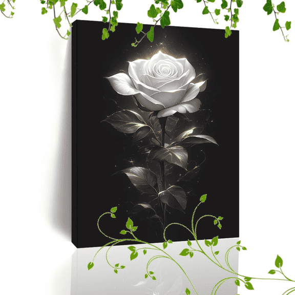 Wallume Store White Rose Gold Accents 8 In x 12 In Framed Canvas Wall Decor Canvas Art Prints